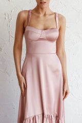 Belle De Jour Flounce Hem Midi Dress Blush