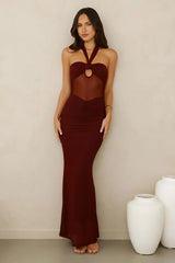 Irresistible Style Mesh Halter Maxi Dress