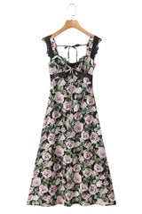 Floral Lace Straps Bow Long Summer Dress