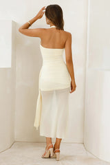 Elevated Intention Mesh Halter Maxi Dress Yellow